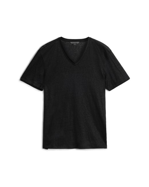 John Varvatos Black Astor Regular Fit Slub V-neck T-shirt for men