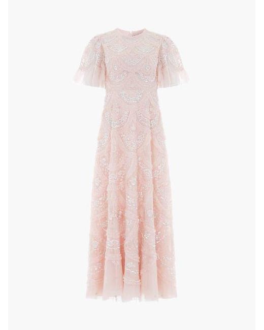 Needle & Thread Pink Carmen Ruffle Maxi Dress