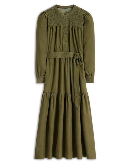 Boden Natural Cecily Belted Long Sleeve Cotton Corduroy Midi Dress