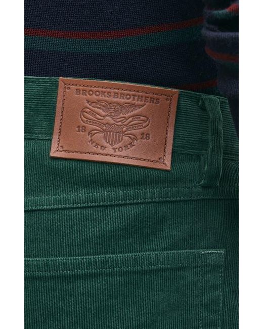 Brooks Brothers Green Cotton Stretch Corduroy Pants for men