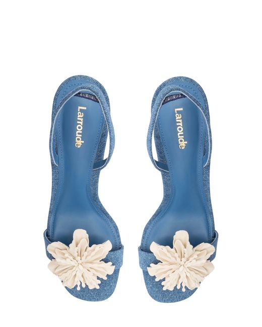 Larroude Blue Hibiscus Slingback Sandal