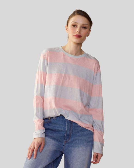 Cynthia Rowley Blue Ls Striped T-shirt
