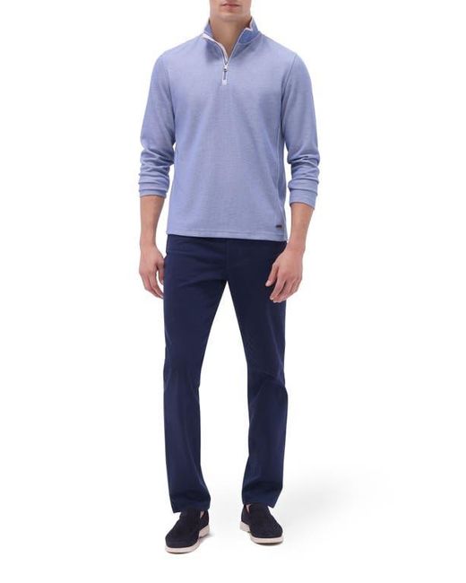 Bugatchi Blue Quarter Zip Performance Pullover for men