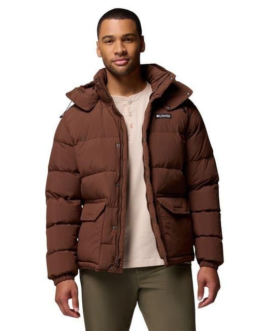 Columbia Brown Wallowa Water Repellent Down Puffer Jacket With Removable Hood for men