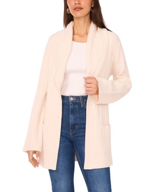 Vince Camuto Natural Shawl Collar Belted Cardigan