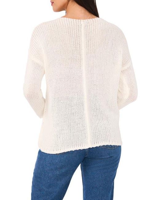 Vince Camuto White Seam Open Stitch Sweater