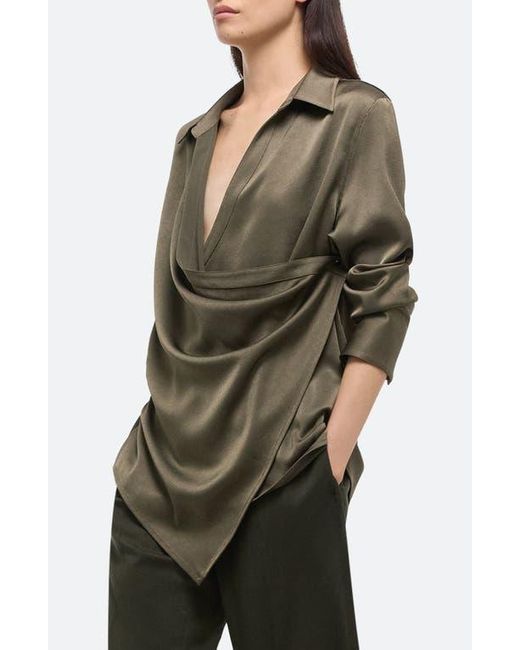Helmut Lang Green Relax Faux Wrap Shirt