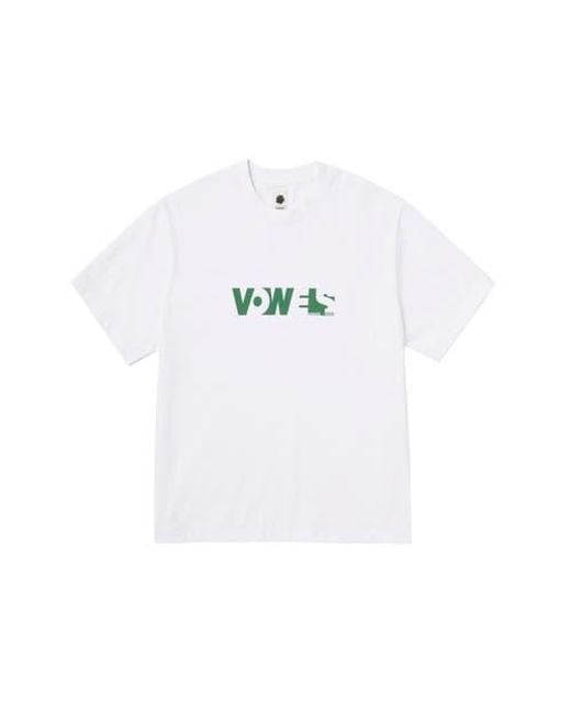vowels White Overall Tee for men