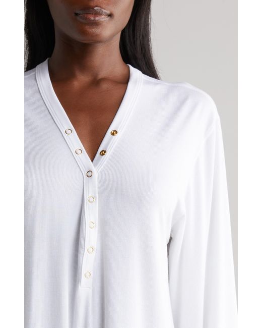 Robin Piccone White Amy Long Sleeve Cover-up Tunic