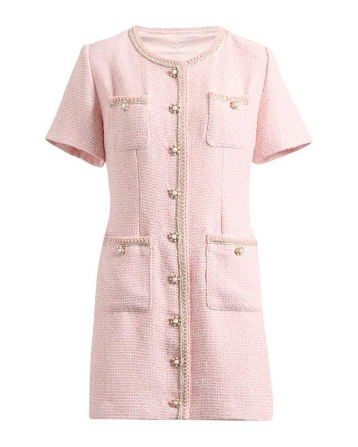 Endless Rose Pink Tweed Button-Up Minidress