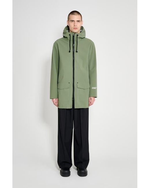 Stutterheim Green Stockholm Patch Matte Raincoat
