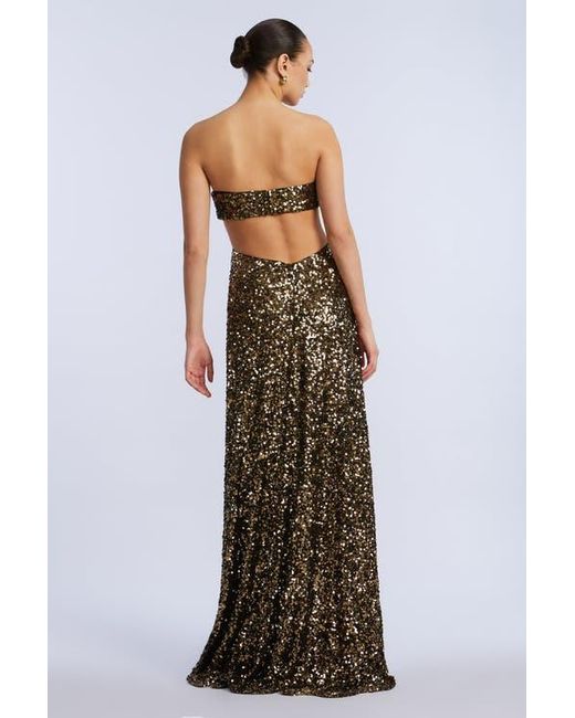 BCBGMAXAZRIA Metallic Sequin Strapless Gown