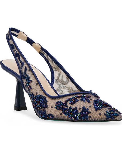Betsey Johnson Blue Nikki Pointed Toe Slingback Pump