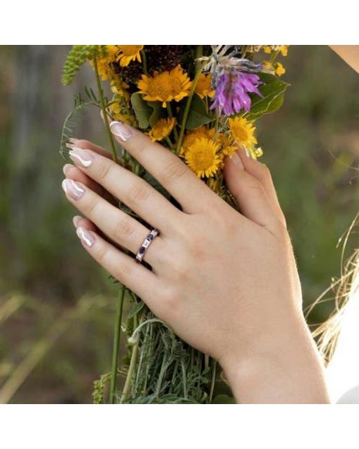 Julianna B Blue Sapphire & Sapphire Semi-Eternity Ring 14K