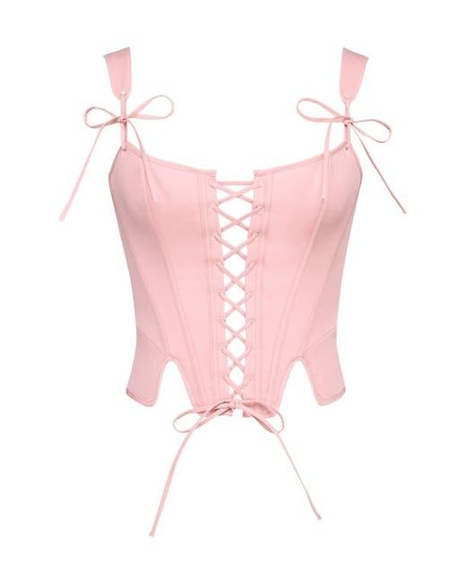 House Of Cb White Callie Lace-Up Front Corset Top