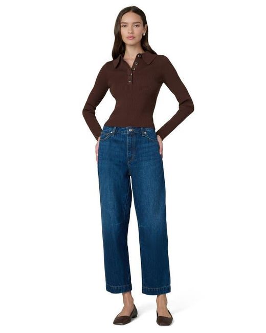 Joe's Jeans Blue The Lisa Crop Rib Polo Sweater
