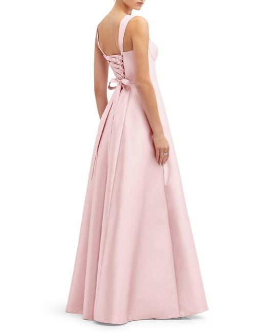 Alfred Sung Pink Bustier Tie Back Gown