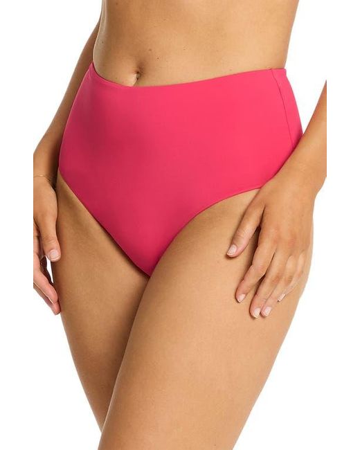 Sea Level Pink Essentials Edit High Waist Bikini Bottoms