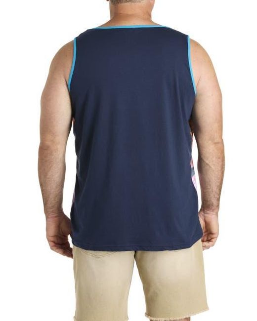 True Nation by DXL Blue Big & Tall Multi Leaf Print Sleeveless T-Shirt for men