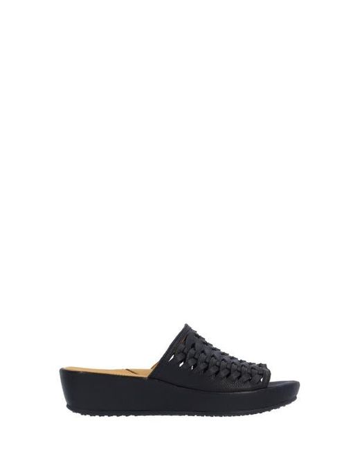 L'amour Des Pieds Black Cyra Platform Wedge Slide Sandal