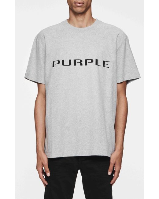 Purple Brand Gray Textured Jersey Logo Graphic T-shirt for men