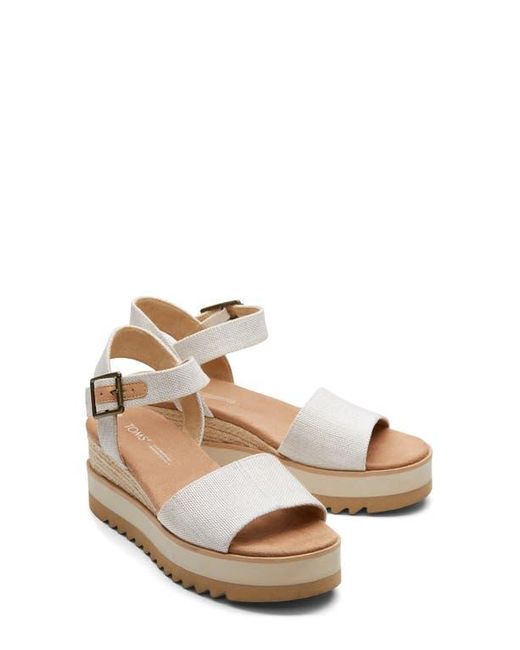 TOMS Metallic Diana Canvas Platforms Wedge Sandals