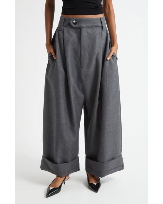 VAQUERA Baby Pleated Low Waist Wide Leg Trousers in Gray | Lyst