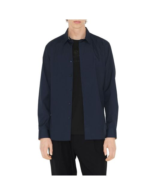 Burberry Blue Sherfield Equestrian Knight Stretch Cotton Button-Up Shirt for men