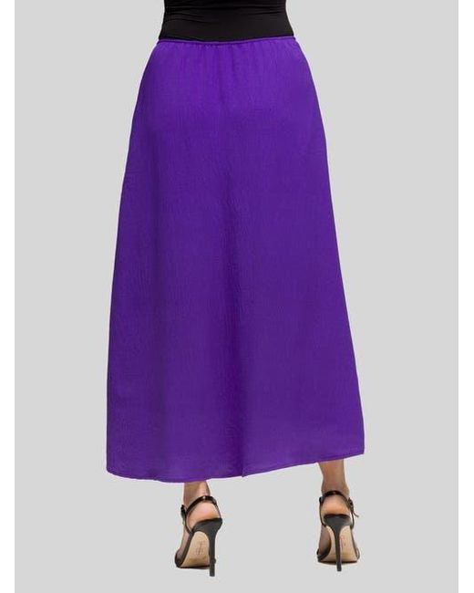 24seven Comfort Apparel Purple Elastic Waist A-Line Maxi Skirt