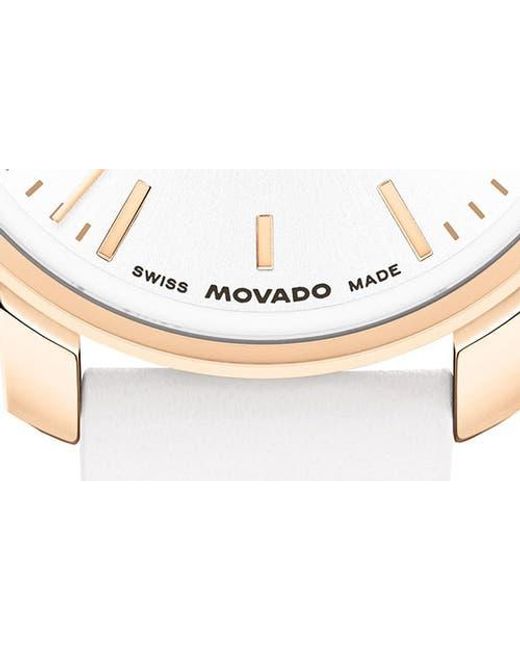 Movado White Bold Access Leather Strap Watch, 34Mm