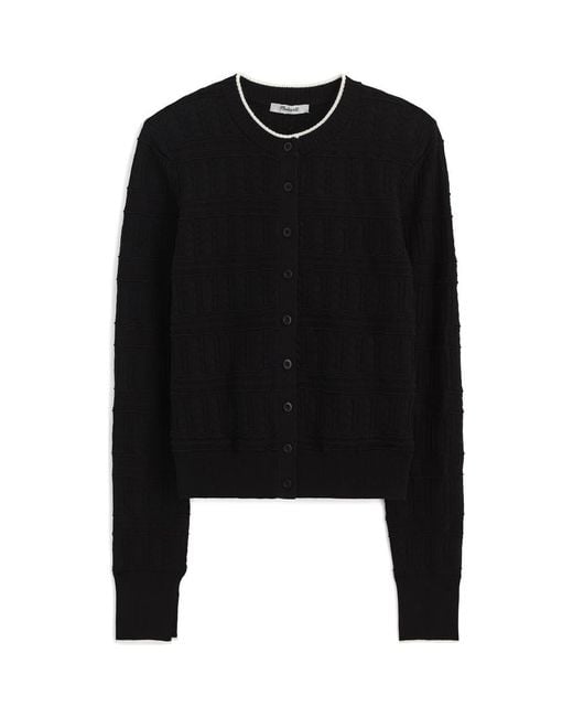 Madewell Women's Black Pointelle Cotton Blend Cardigan