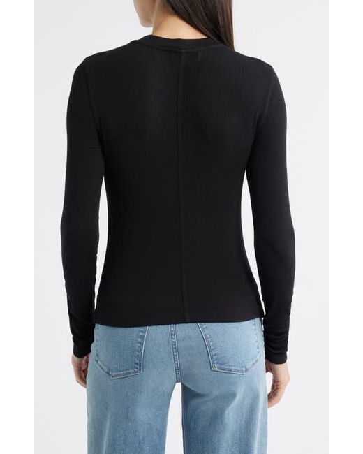 FRAME Black The Rib Crewneck Top