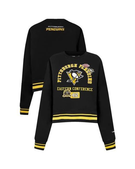 Pro Standard Black Pittsburgh Penguins Area Code Cropped Pullover Sweatshirt
