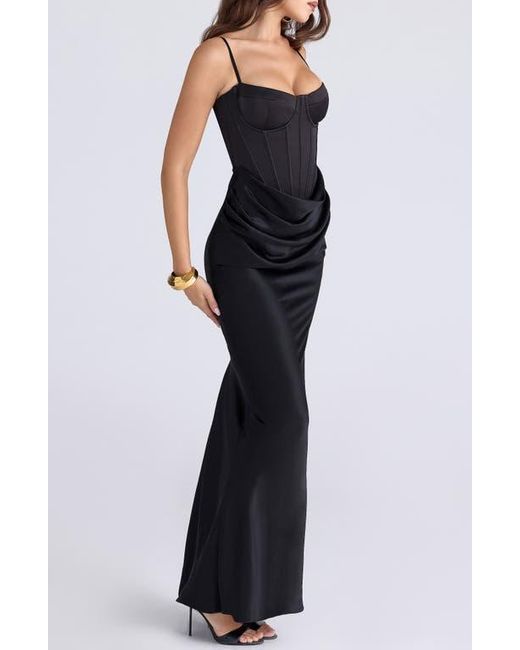 House Of Cb Valentina Corset Satin Gown in Blue | Lyst
