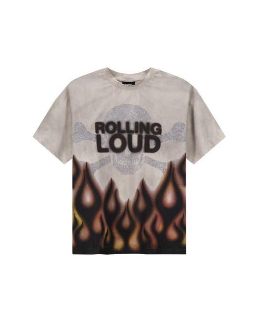 Rolling Loud Men's White Inferno Cotton Graphic T-Shirt