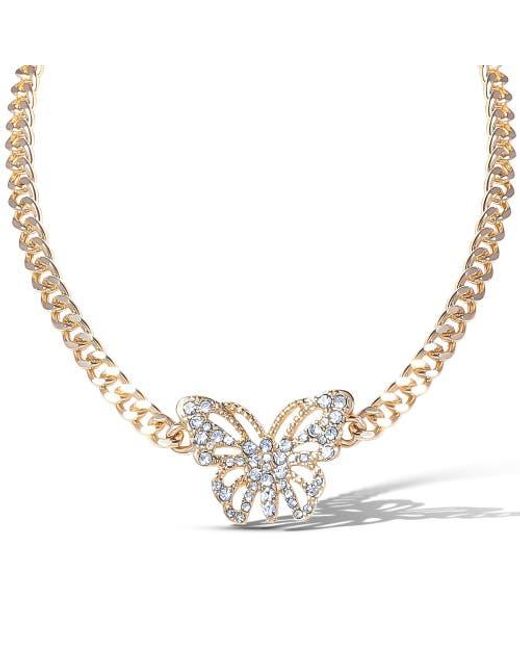 Jessica Simpson Metallic Butterfly Pendant Chain Necklace