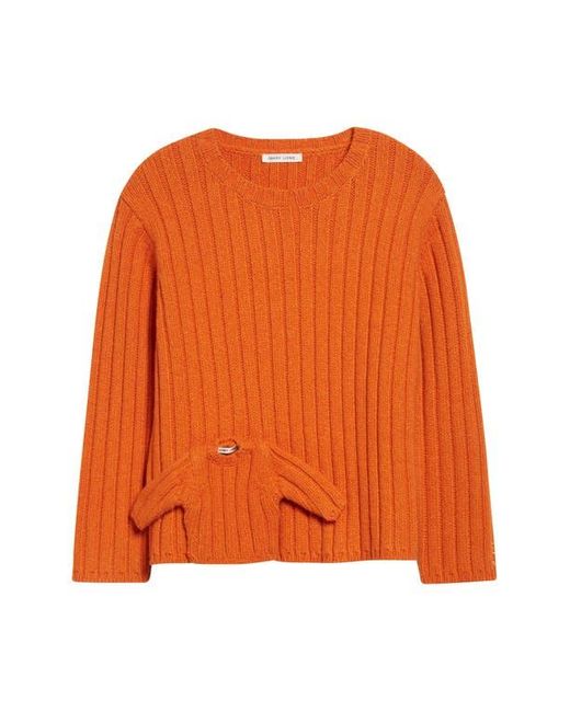 Sandy Liang Orange Carlow Rib Wool Blend Sweater