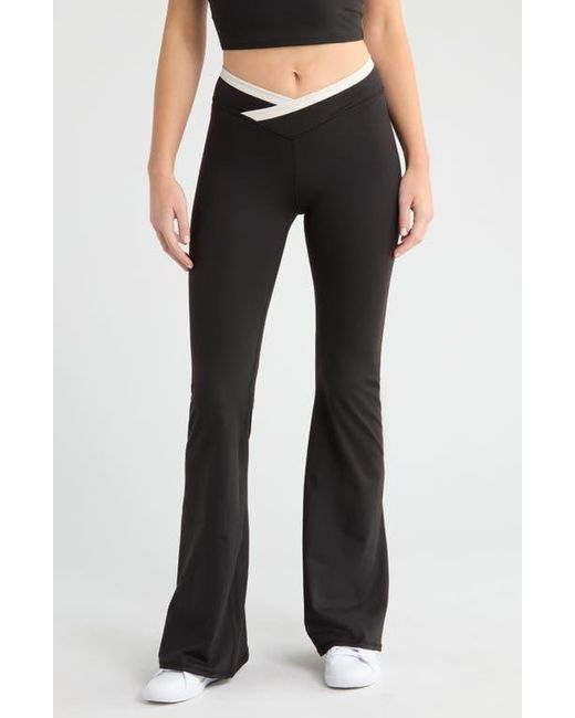 PacSun Black Contrast Crossover Flare Leggings