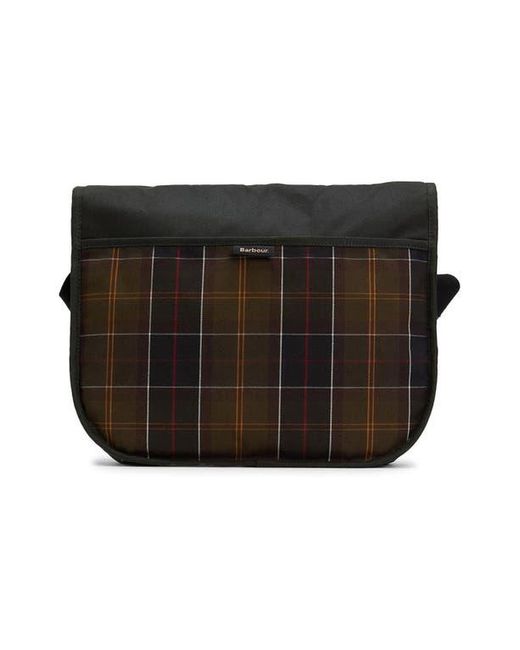 Barbour Black Field Riever Wax Cotton Crossbody Bag for men