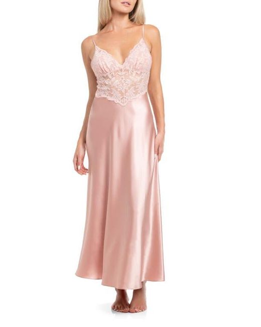 In Bloom Pink Rosalie Satin & Lace Nightgown
