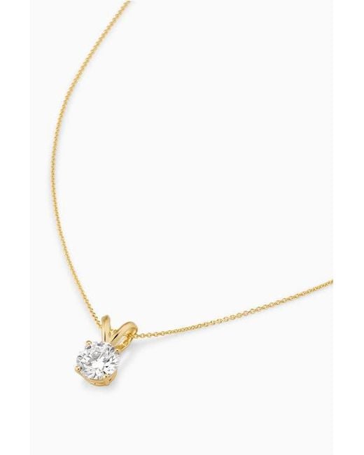 Oradina White 14K Solid Luminous 1 Carat Lab Diamond Classic Solitaire Necklace