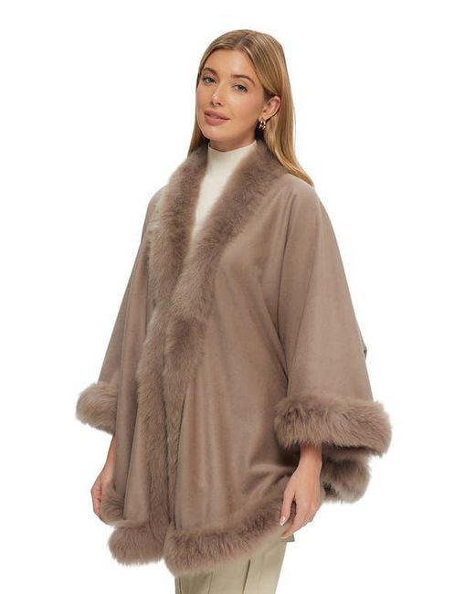Gorski Brown Wool And Cashmere Cape With Lamb Trim