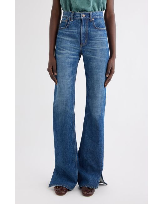 Chloé Blue Split Hem Straight Leg Jeans