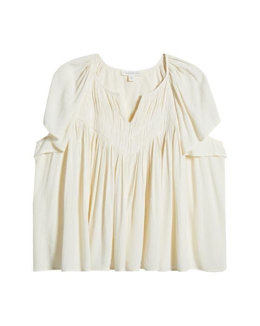Treasure & Bond White Shirred Raglan Sleeve Gauze Top