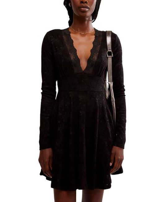 Free People All Yours Lace Long Sleeve Minidress in Black Lyst
