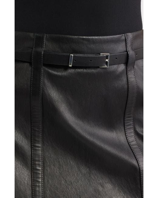 FRAME Black The Belted Leather Miniskirt