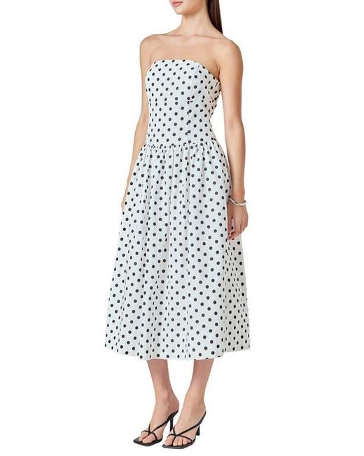 Endless Rose Blue Polka Dot Strapless A-Line Dress
