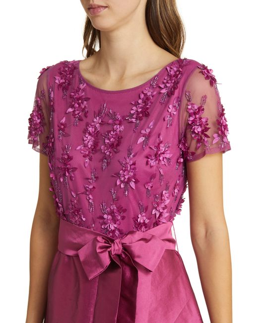 Pisarro Nights Pink 3d Floral Bodice Beaded Gown
