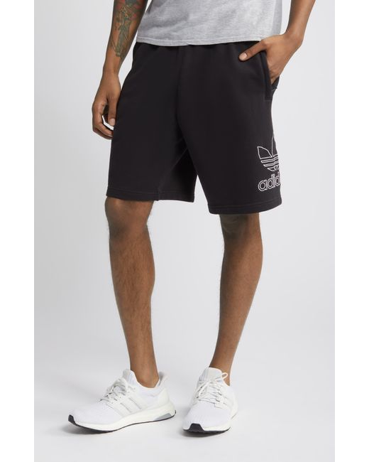 Adidas Originals Gray Trefoil Embroidered Sweat Shorts for men