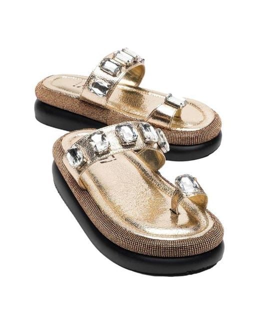 Prologue Shoes Metallic Evans Jeweled Platform Sandal